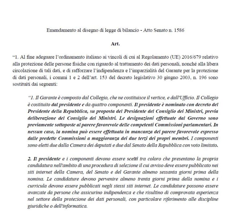 Leggi l'articolo Privacy e Agcom, il voto il 19 dicembre. Ma un emendamento rischia di mandare tutto all’aria