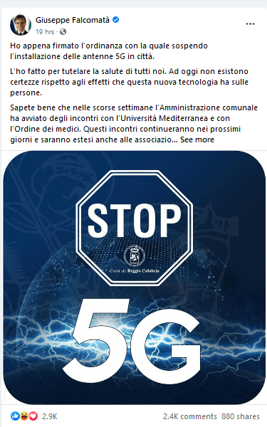 Il sindaco di Reggio Calabria blocca il 5G. E sui social scoppia la polemica