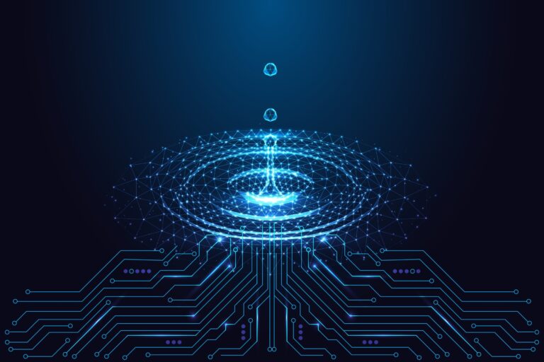 Innovation,,Clean,Technology,And,Digital,Fluidity,Theme,With,Glowing,Water