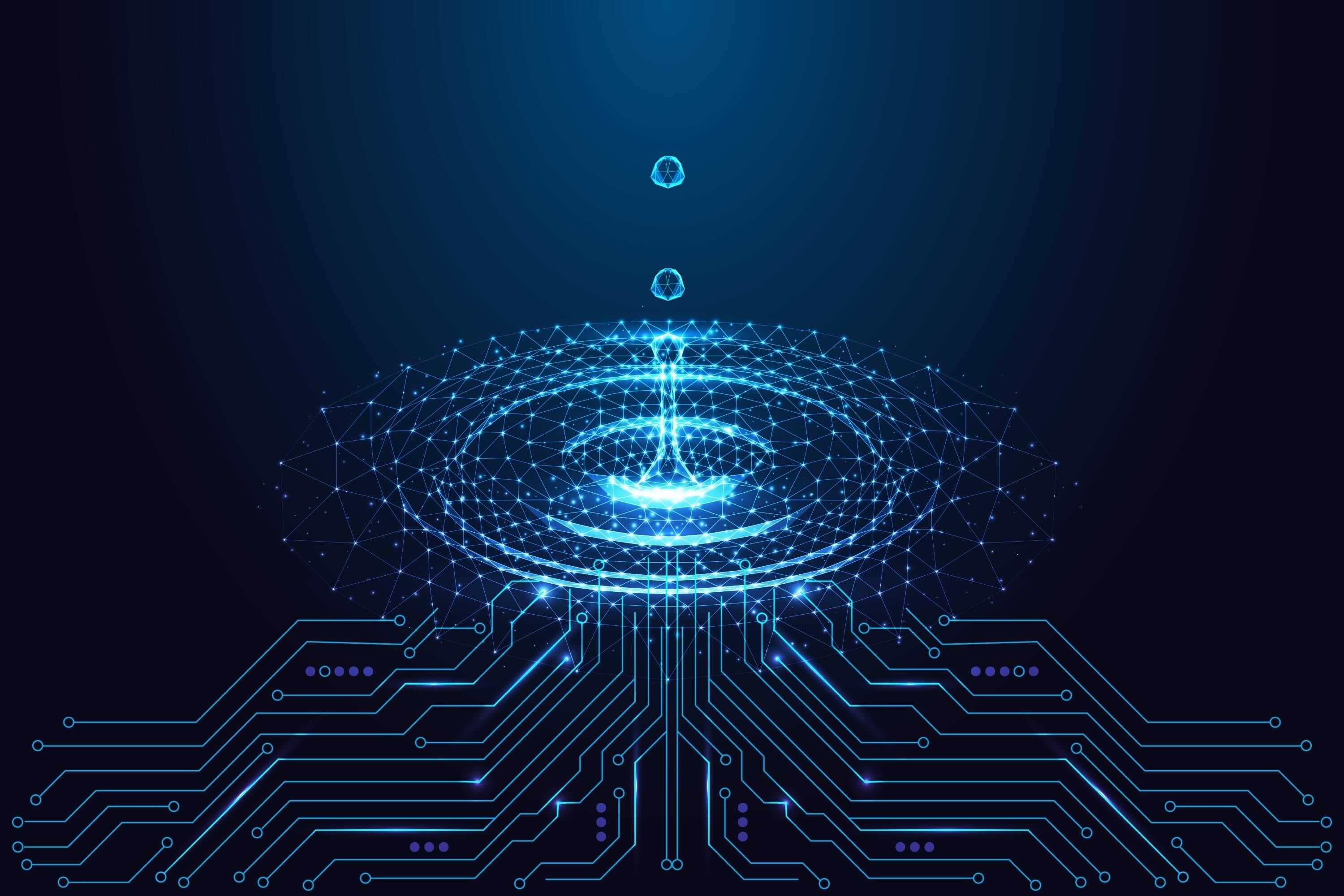 Innovation,,Clean,Technology,And,Digital,Fluidity,Theme,With,Glowing,Water